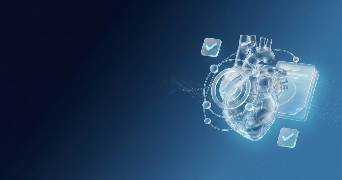 Ilustración editorial sobre IA cardiología notas — MedicMic
