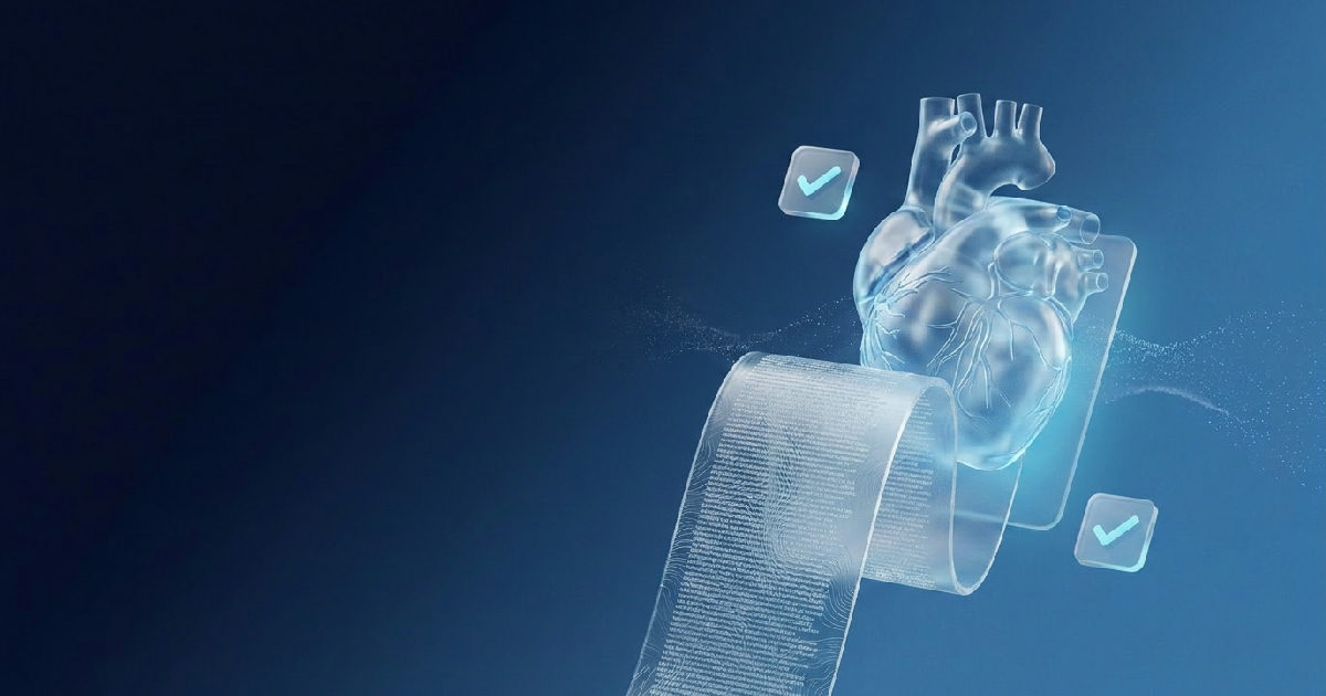 Editorial illustration about AI cardiology notes — MedicMic
